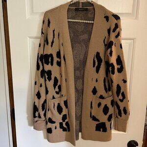 Zesica Ladies Animal Print Oversized Long Knit Open Cardigan Size S